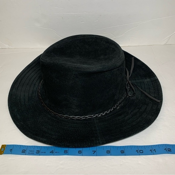 Liz Claiborne Womens Hat Wool Wide Brim Black Leather Braided Strap main image 5